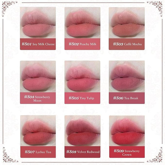 Flower Knows Strawberry Rococo Cloud Lip Cream,Velvety Matte Liquid Lipstick,Pink Lipstick,Long Lasting Lip Stain,Kiss-proof Blurred Lipstick for Girls&Women,0.12 Fl Oz(S06 Tea Break)