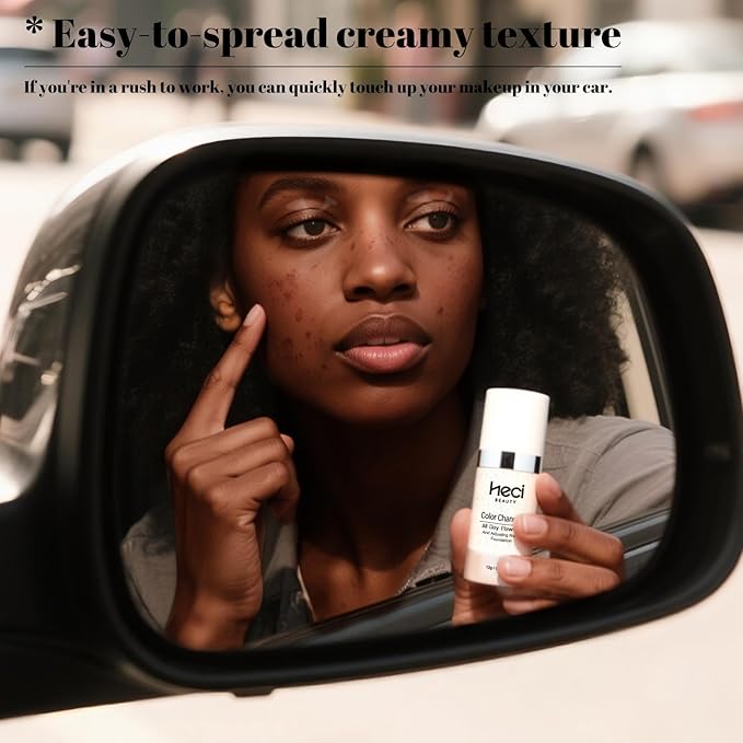 Color Changing Foundation,2 Pack Travel Size, Medium Coverage, Improves Uneven Skin Tone, Lightweight & Lasting,Make up for Flawless Liquid Foundation,Nature Finish for Deep Skin 0.42 oz