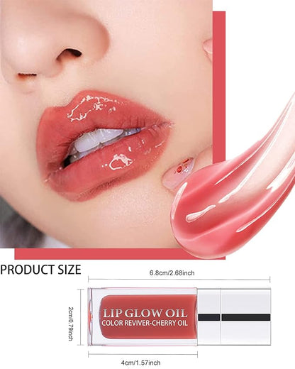 Plumping Lip Glow Oil - Hydrating Tinted Gloss, Reviver Oil, Long Lasting Moisturizing Clear Plumper Tint for Care and Dry Lips - Thanksgiving Makeup Gift for Women (#012 Rosewood)
