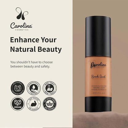 Foundation in Beach Sand Shade Plant-Based - Hydrating, Pore-Minimizing & Buildable Coverage - Vegan, Non-GMO, Paraben-Free - 1oz
