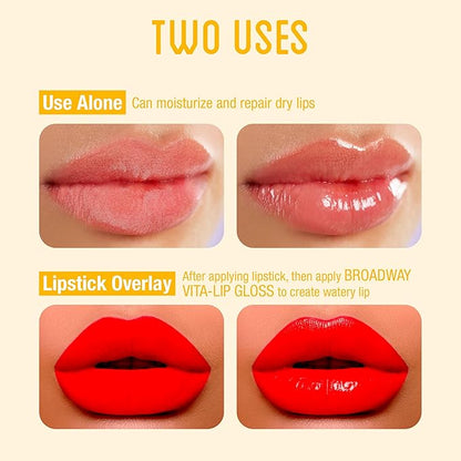 6 pcs Broadway Vita-Lip Gloss High Shine Long Lasting 2 Honey + 2 SHEA BUTTER + 2 Vitamin E Oil by RubyKisses Cosmetics