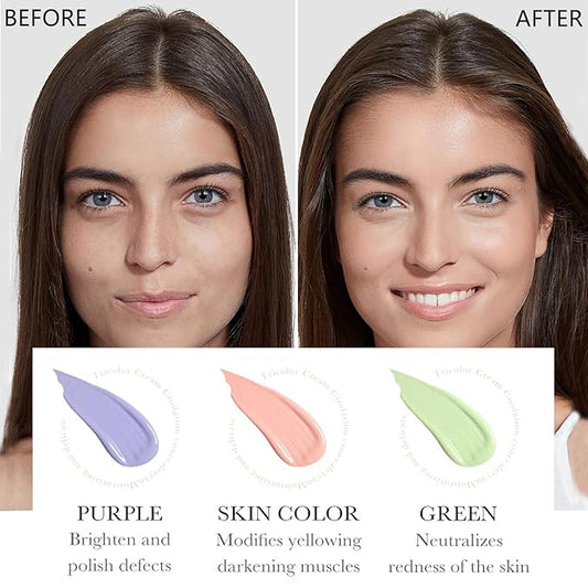 3 In 1 Primer for Face Before Makeup, SPF 50 Sunscreen Isolation Cream, One Step Color Corrector Face Primer, Oil Control & Moisturizing Skin Tone Correcting Hydrating Makeup Base (Purple, 01)