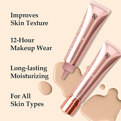 FV Flawless Matte Liquid Foundation, Full Coverage & Oil-Free Foundation Makeup, Hydrating Formula, Long-Wear Foundation for All Skin Types (Wheat, 1.05FL.OZ)