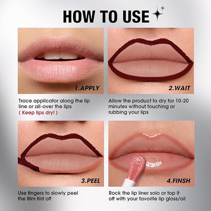 LANGMANNI Long-Lasting Peel Off Lip Liner Set, Waterproof & Smudge-Proof Matte Lip Liners Gift Makeup For Girls（#2）