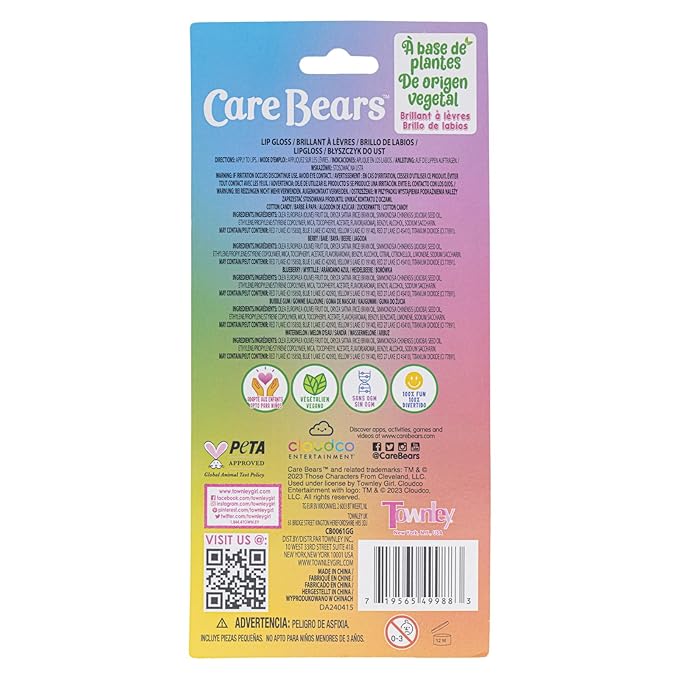 Care Bears 5 pcs Flavored Lip Gloss for Kids | Non-toxic & Vegan Makeup | Birthday Gifts for Ages 3 by Townley Girl