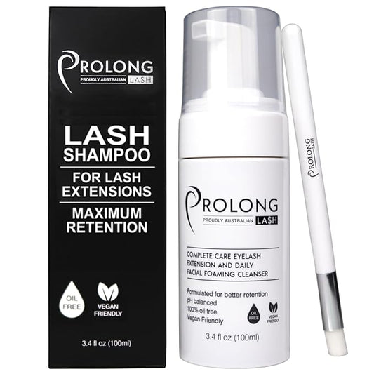 Eyelash Extension Shampoo & Brush - Large 100ml Bottle - Gentle Foaming Cleanser Lash Wash for Extensions and Natural Lashes - Safe Daily Makeup Remover - Paraben & Sulphate Free - Salon & Home Use