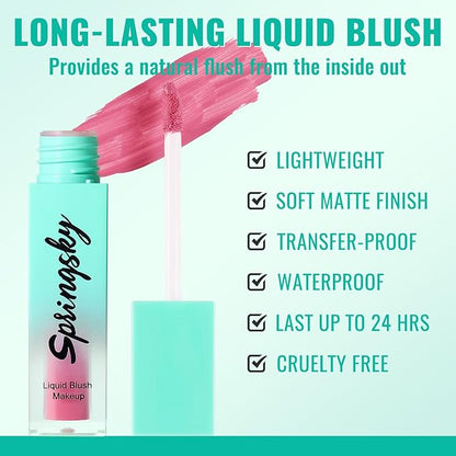 Liquid Blush - Soft Moisturizing Matte, Blendable Face Blush - Long-Wearing, Smudge-Proof Natural - 03 Peachy-Pink