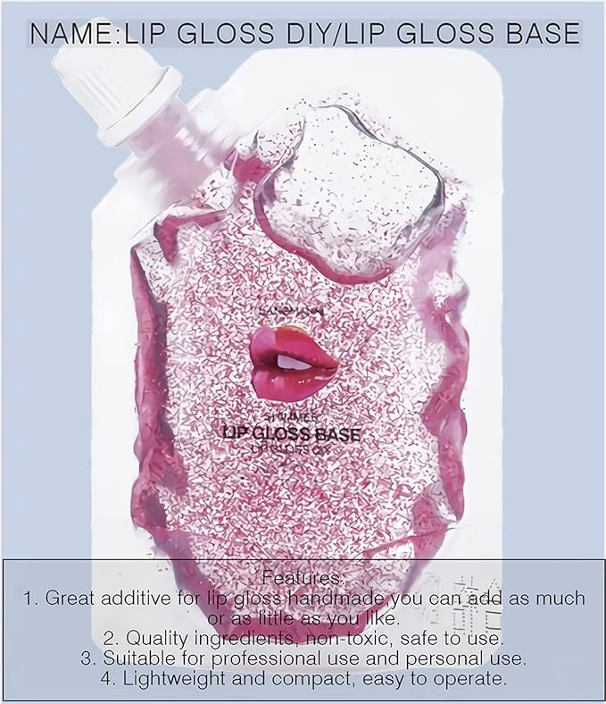 4 Color Glitter Lip Gloss Base Kit, Moisturize Lip Gloss Base Oil Material Lip Makeup Primers for DIY Handmade Making Lip Balms and Lipgloss Set(4 Pack x 20ML)