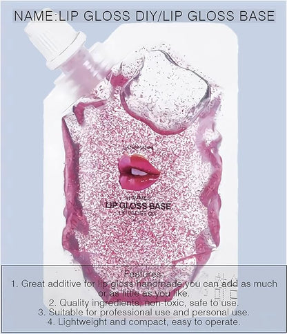 4 Color Glitter Lip Gloss Base Kit, Moisturize Lip Gloss Base Oil Material Lip Makeup Primers for DIY Handmade Making Lip Balms and Lipgloss Set(4 Pack x 20ML)