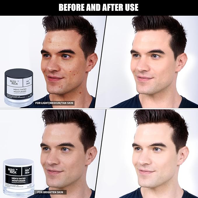 Men's BB Cream Foundation,Hydrating Non-Greasy Tinted Moisturizer for men, Long Lasting Matte Concealer Full Coverage Men CC Cream Foundation for All Skin Types, 30g/1.05 oz