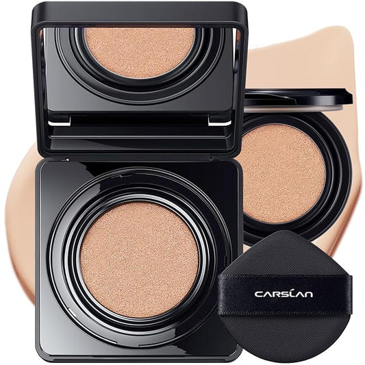 Black Magnet Cushion Foundation - Full Buildable Coverage, Moisturizing, Lightweight, 16H Long-Lasting Glow Looking, Refill Included, 01.Warm Fair