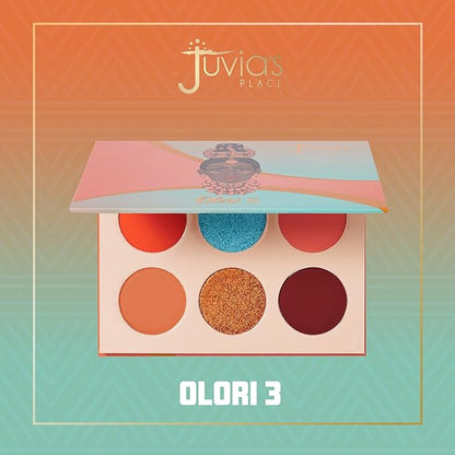 Juvia's Place Olori III Eyeshadow Palette, 6 Shades of Coral, Browns and Bronzes with a Pop of Rich Blue, Matte and Shimmers