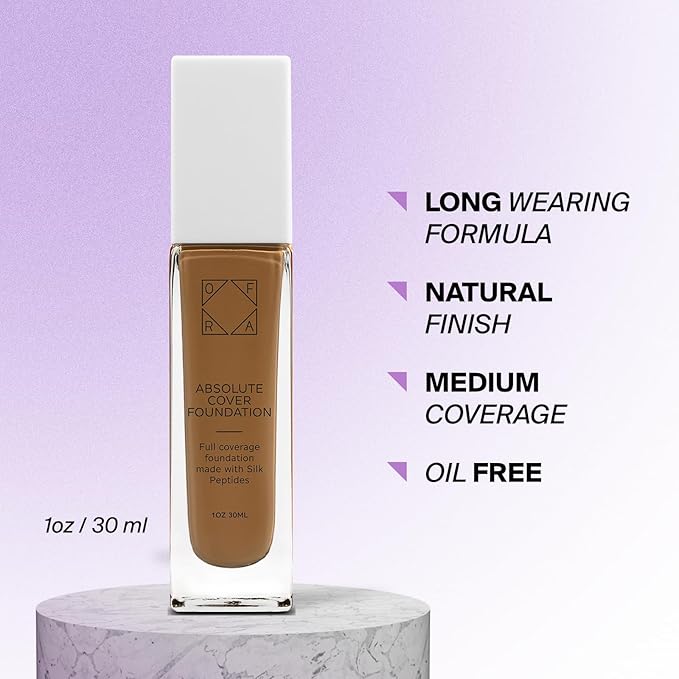 Absolute Cover Foundation #8.25 | Liquid Medium Coverage Foundation with Natural FInish | Oil-Free Face Makeup | Medium Tan-Deep Shade with Neutral Undertone | 1oz/30ml