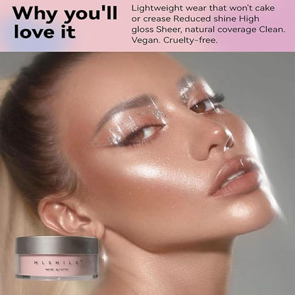 Shimmer Finish Setting Powder,Pink Translucent Setting Powder,Oil Control,Waterproof,Makeup Finishing Long-Lasting,Shimmer Powder for All Skin Types,Kimchi Setting Powder,Face Powder Makeup