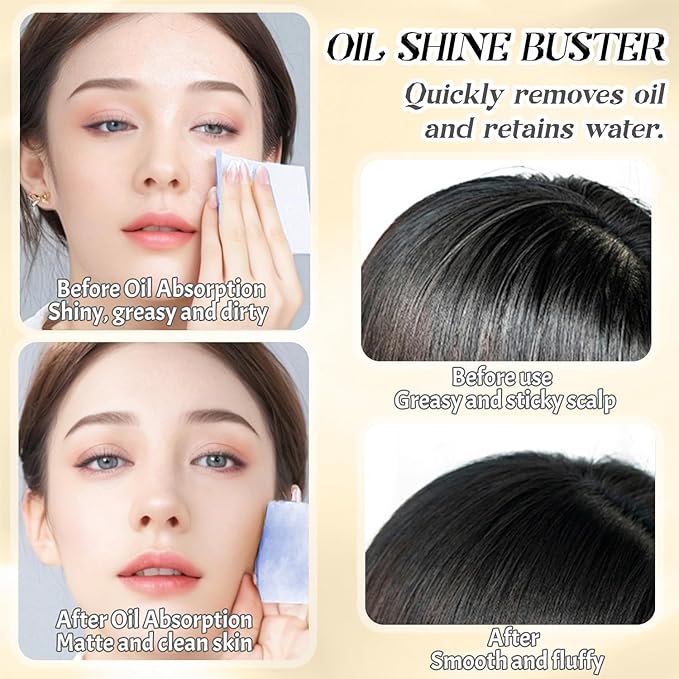 BOROLA Oil Blotting Paper for Face 200 Sheets Replacement Packs, Soft Absorbing Pads for Face Shine Control, Portable Oil Absorbing Tissues for Oily Skin, Design for Men & Women(Black)