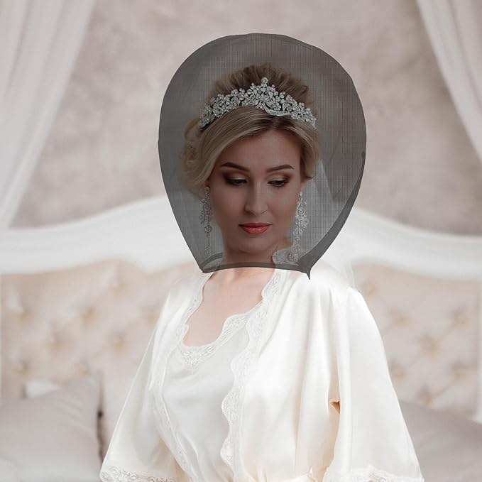 2 Pack Makeup Protector Hood for Face, Protects Hair and Make Up While Getting Dressed, Chiffon Makeup Hood Zipper Closure Face Cover for Women Beauty Weddings Black