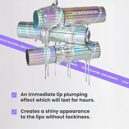 Wonderskin Lip Relapse Plumping Gloss – Lip Plumper Gloss for Fuller-Looking Lips with Hydrating, Non-Sticky, High-Shine Finish