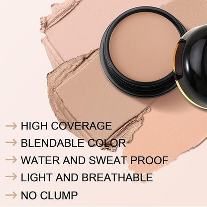 Boobeen Waterproof Full Coverage Foundation Makeup, Creamy Skin Foundation Concealer, Lightweight And Long-Lasting Buildable Coverage For Flawless Finish