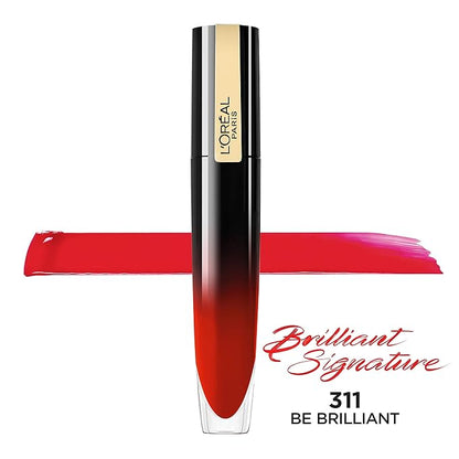 L’Oréal Paris Makeup Brilliant Signature Shiny Lip Stain, High Impact Glossy/Shiny Finish with a Lightweight Feel, Be Brilliant, 0.21 fl. oz. (Pack of 2)