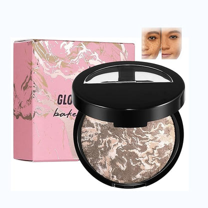AKARY Baked Powder Foundation, Oil Control Correcting Powder Foundation, Buildable Light to Medium Coverage - Demi-Matte Natural Flawless Finish Smooth Lightweight, 06 Deep