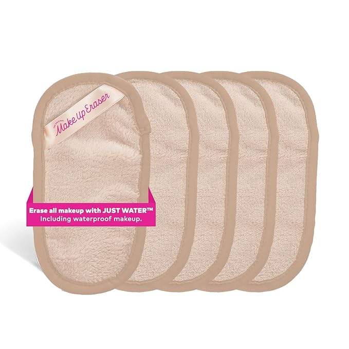 The Original MakeUp Eraser Mini PRO 5-pack, Erase All Makeup With Just Water, Including Waterproof Mascara, Eyeliner, Foundation, Lipstick, Sunscreen and More! Sweet Cream, 5ct.