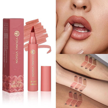 YOUNG VISION Lip Tint Marker, Lightweight Lip Stain, Liquid lipstick with Nude Matte Shades, Lip Liner and Stick 2-in-1, Long Wearing and Waterproof