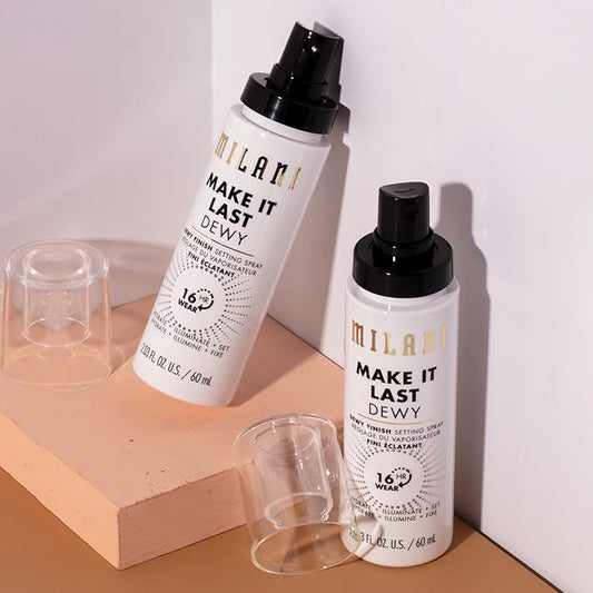Milani Setting Spray + Primer, Make It Last Dewy - Dewy Finish Moisturizing Formula for Glow on the Go, Setting Spray for Makeup and Face Primer, Prime + Set + Hydrate, 2.03 Fl. Oz - 2 Pack