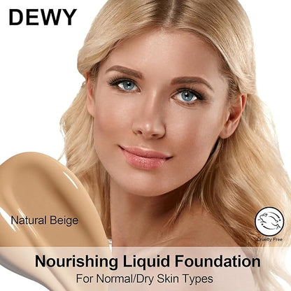 FV Matte Liquid Foundation and Translucent Loose Powder, Waterproof Formula for Oily to Normal Skin Types