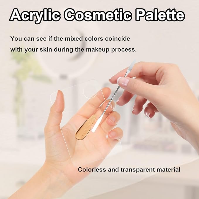 2 Pcs Acrylic Cosmetic Makeup Palette with 2 Spatula,Foundation Palette,Makeup Mixing Palette for Foundation Eye Shadow Lipsticks Nail Art