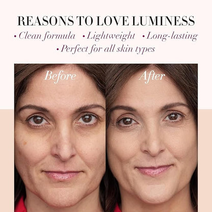 LUMINESS Airbrush Spray Silk Foundation Starter Kit - Rich - Foundation, Primer & Dual-Sided Angled Buffing Brush - Medium, Buildable Coverage, Anti-Aging Formula Hydrates & Moisturizes