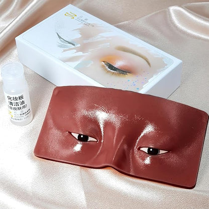 3D Makeup Practice Face Board Reusable Realistic Eyeshadow Eyeliner Eyebrow Mapping Makeup Practice Mannequin Face Board for Makeup Beginner or Professional Enthusiasts(Dark Colored)