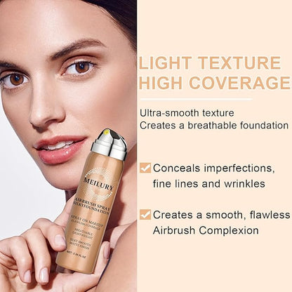 AirBrush Foundation Spray Set, Spray Foundation Makeup and Hydrating Face Air Primer Kit, Longwear Waterproof Liquid Matte Foundation Mist for Flawless Look (04 Porcelain)