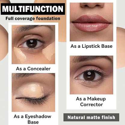 Concealer Full Coverage Foundation for Mature Skin,Oil Control Matte 2 in 1 Concealer liquid Foundation Makeup Waterproof Base De Maquillaje Alta Cobertura-05 Warm Honey