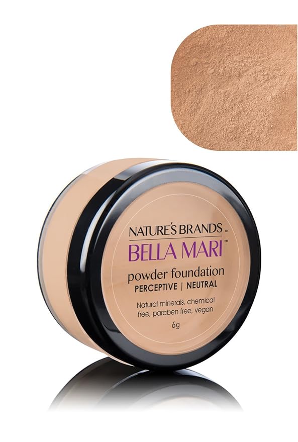 Nature's Brands Bella Mari Natural Mineral Powder Foundation, Perceptive (Neutral), 0.2oz
