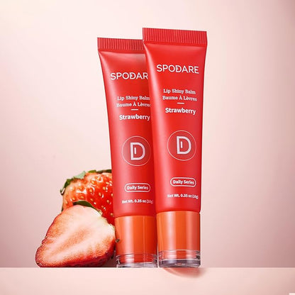 Lip Oil Balm Strawberry: Hydrate and Nourish with Natural Strawberry Extracts& Hyaluronic Acid Complex, Softening, Gloss Finish, Christmas - Light Weight with Shea Butter