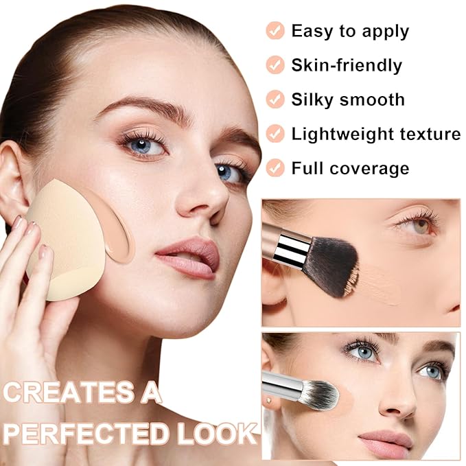 Airbrush Foundation Makeup Spray, Long-lasting Silky Mist Foundation Spray with Brush, Flawless Coverage Foundation for Smooth Radiant Skin, Formula Breathable Moisturizing Makeup (01 Natural)