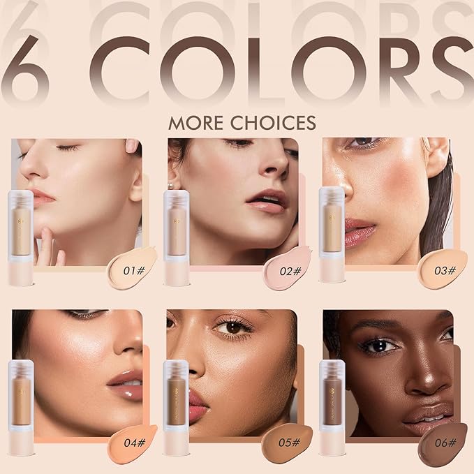 YOUNG VISION Water-Based Liquid Foundation – Full Coverage, Lightweight Makeup for Oily and Combination Skin, Natural Matte Finish, Waterproof and Sweat-Resistant,1.35 fl oz