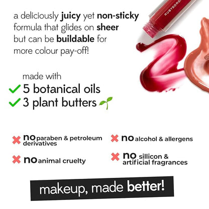 RUBY'S ORGANICS Lip Gloss for Women, Lip Balm for Girls, Hydrating, Non Sticky & Non Drying Formula, Long Lasting, Natural Organic Lip Makeup, Paraben Free -Toffee, 6.5ml