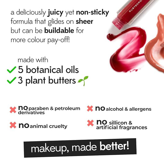 RUBY'S ORGANICS Lip Gloss for Women, Lip Balm for Girls, Hydrating, Non Sticky & Non Drying Formula, Long Lasting, Natural Organic Lip Makeup, Paraben Free -Toffee, 6.5ml