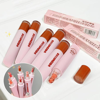 4Pcs Hydrating Lip Gloss Set, Moisturizing and Glossy Jelly Liquid Lipstick Shine Glass Finish Watery Shiny Lightweight Cute Pink Lip Gloss Lip for Women