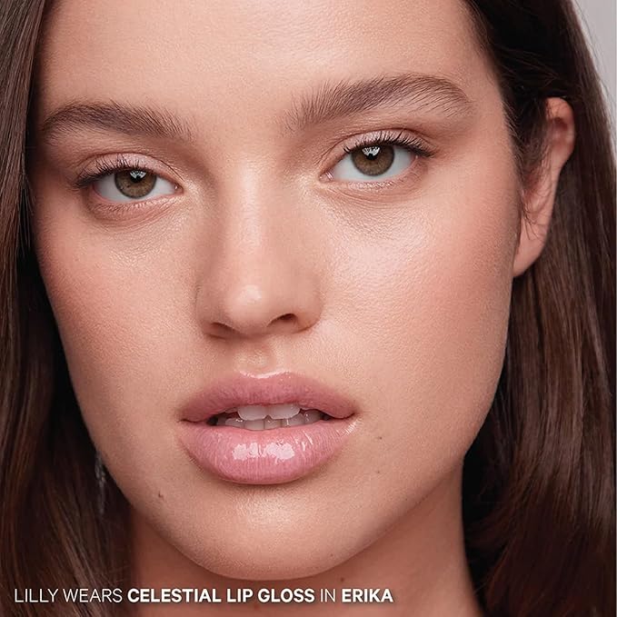 Kevyn Aucoin Celestial Lip Gloss, Erika (creamy semi-sheer pink): Light reflecting shine & sheer. Precision makeup artist applicator. Hydrating, non-stick formula. Multi-dimensional 3D plumping effect