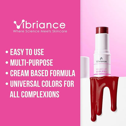 Vibriance Makeup Simplified Radiance Stick - All-in-One Cream Blush, Lipstick, Contour for Mature Skin - Cheek Tint Creme Rouge