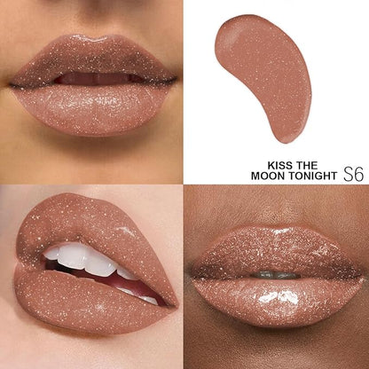 Shimmer Lip Gloss - Non-Sticky Girls Gloss - Long Lasting High Shine - 0.7 FL Oz Gloss for Girls & Women - Cruelty Free - (Kiss the Moon Tonight: S6)