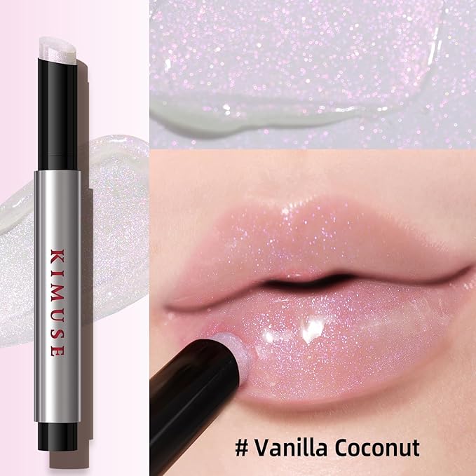 KIMUSE Lip Plumper, Hydrating Korean Lip Gloss, Click Tinted Lip Balm Solid Lipstick for Plumps & Moisturizes, Long-wearing All-in-one Lip Plumping, Gloss, Balm