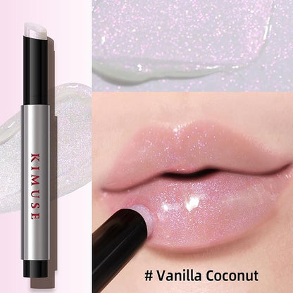 KIMUSE Lip Plumper, Hydrating Korean Lip Gloss, Click Tinted Lip Balm Solid Lipstick for Plumps & Moisturizes, Long-wearing All-in-one Lip Plumping, Gloss, Balm