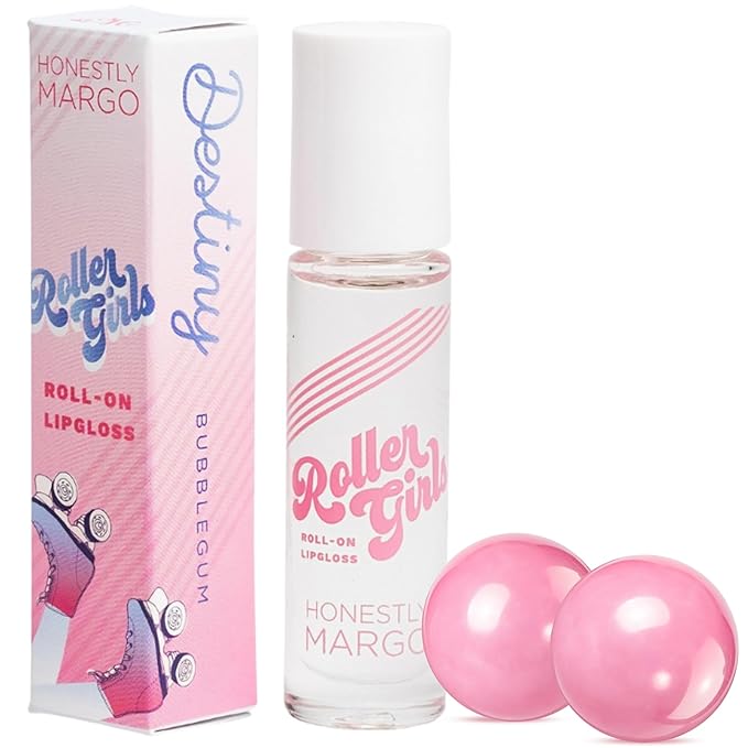 Roller Girl Roll-On Lip Gloss (Bubblegum Destiny, Pack of 2) – Lip Gloss for Women with Hydrating Vitamin E & Moisturizing Shine, Lightweight Your Lip Stain, Non Stick Gloss