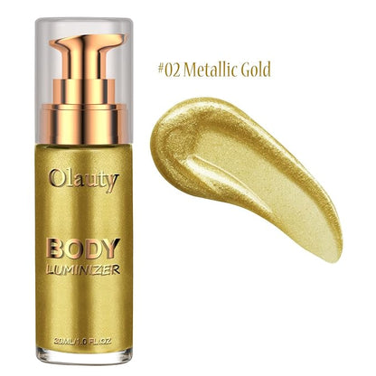 Liquid Illuminator, Firstfly Body Highlighter Makeup Smooth Shimmer Glow Liquid Foundation for Face & Body（#02 Metallic Gold）