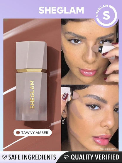 SHEGLAM Sun Sculpt Cool Toned Liquid Contour Stick Long Lasting Cream Bronzer Makeup - Tawny Amber