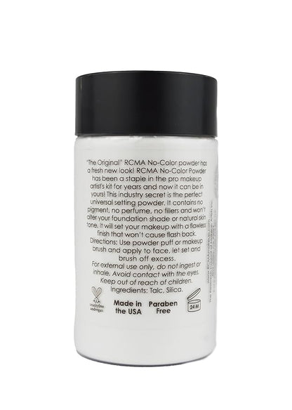 RCMA Makeup The Original No Color Powder, Loose Setting Powder, Professional Makeup, No Flash Back, Universal, All Skin Types, Flawless Finish, Reduces Shine, Vegan and Cruelty- Free, 3oz