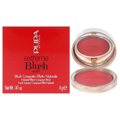 PUPA Milano Extreme Blush Matt - Lightweight - Pure Matte Color - Fresh And Natural Effect - Ultra Soft Texture Merges Perfectly With Skin - Suitable For All Skin Types - 004 Daring Pink - 0.141 Oz